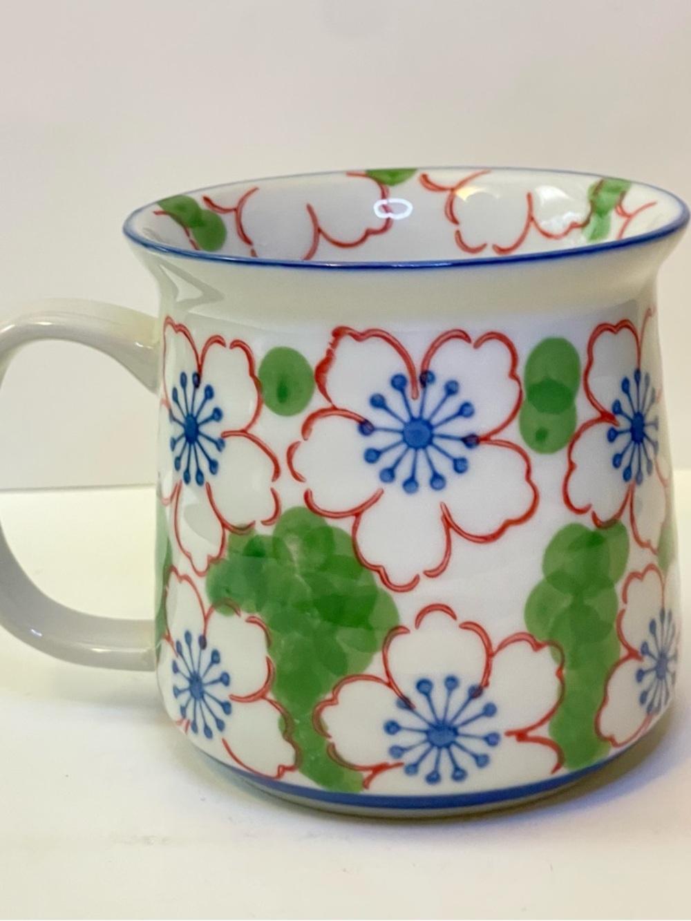 Japanese Yokohama Studio Hand Painted Flowers Porcelain Mug